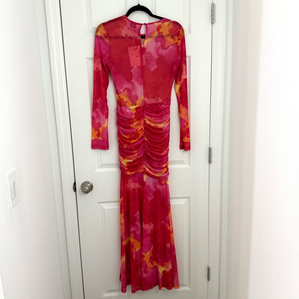 YLLW Yellow the Label Olivia Dress Mesh Maxi Women’s Medium - Picture 3 of 11